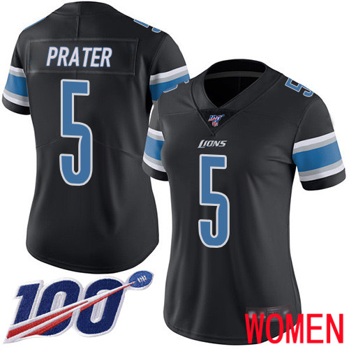 Detroit Lions Limited Black Women Matt Prater Jersey NFL Football #5 100th Season Rush Vapor Untouchable->youth nfl jersey->Youth Jersey
